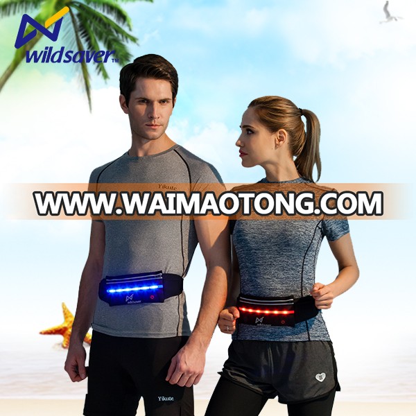 OEM outdoor night fashion fanny led reflective sports running belt waist pack bag